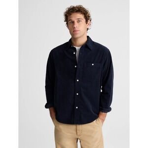 Madewell NWT Men's Small Dark Navy Fine-Wale Corduroy Button-Up Shirt NY110